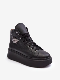 Trampki Damskie Wysokie Na Suwak Lemar Czarne Katerin