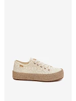 Krajkové tenisky Espadryle na platformě Lee Cooper LCW-26-31-4328 Béžové