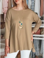 Dámska oversize maslová blúzka s príveskom COMFILA tmavohnedá FashionStreet RY2789 Dámska oversize maslová blúzka s príveskom COMFILA tmavohnedá FashionStreet RY2789