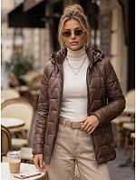 Dámska prešívaná bunda s odnímateľnou kapucňou, hnedá, FashionStreet TY5796 Dámska prešívaná bunda s odnímateľnou kapucňou, hnedá, FashionStreet TY5796