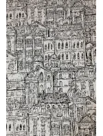 Teplý dámsky prehoz s kapucňou, vreckami a vzorom "mesto" model 6376504 Teplý dámsky prehoz s kapucňou, vreckami a vzorom "mesto" model 6376504