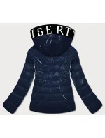 Tmavo modrá dámska bunda sa vzorovanou podšívkou (W707)