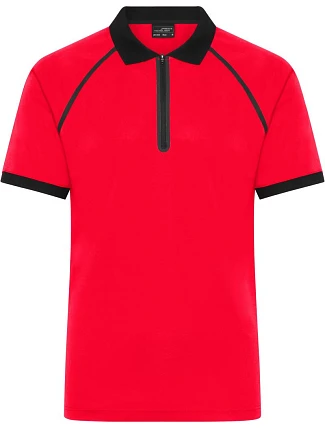 Daiber JN 1308 Pánske polo tričko s piké vzorom a zipsom 02.1308 svetločervená/čierna Daiber JN 1308 Pánske polo tričko s piké vzorom a zipsom 02.1308 svetločervená/čierna