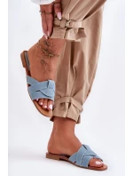 Damskie Materiałowe Klapki Jasnoniebieskie Aversa