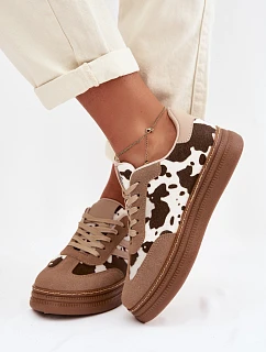 Dámské tenisky na platformě s flíčky tmavě béžové Denissa