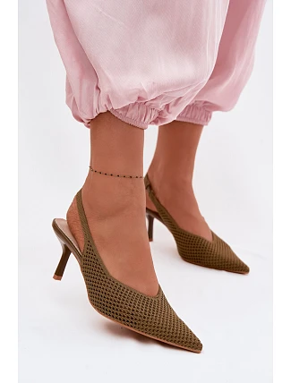 Dámské sandály z síťovaného materiálu na jehle Zelená Emiliana