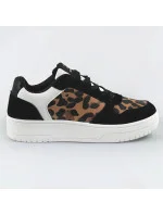 Čierne dámske tenisky sneakers s panterím vzorom (6363)