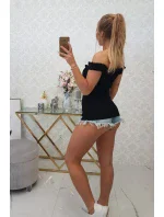 Španielska blúzka s volánikmi čierna