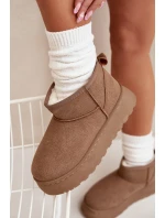 Śniegowce Damskie Na Platformie Ocieplane Futerkiem Khaki Vesirae