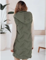 Dámska dlhá prešívaná vesta s kapucňou zelená FashionStreet TY5097 Dámska dlhá prešívaná vesta s kapucňou zelená FashionStreet TY5097