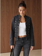 Dámska džínsová bunda Napoleonka, čierna, FashionStreet TY6044 Dámska džínsová bunda Napoleonka, čierna, FashionStreet TY6044