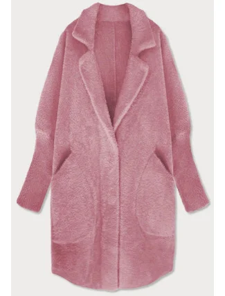 Dlhý vlnený prehoz cez oblečenie typu "alpaka" v lososovej farbe (7108)