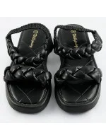 Čierne sandále so zapletenými pásikmi (AF-250)