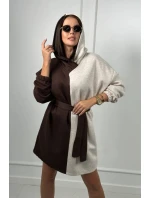 Izolovaná dvojfarebná mikina hnedá + béžová melanž