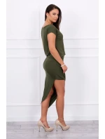 Asymetrické khaki šaty