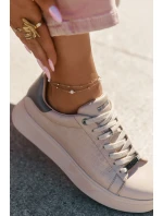 Sneakersy Damskie Z Eko Skóry Big Star RR274259 Beżowe