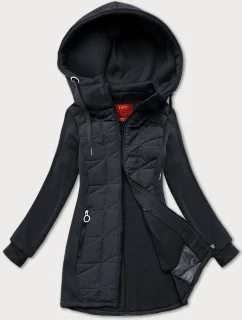 Dámska blúzka LHD s rozopínaním z kombinovaných tkanín, grafitová (AMG-165)