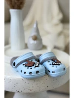 Pěnové dětské žabky s kožešinkou s přezkami Modré Cerelle