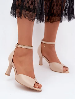 Dámske sandále na tenkom podpätku Zazoo 1120 beige