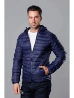Tmavomodrá pánska prešívaná bunda s kapucňou (HM112-4)