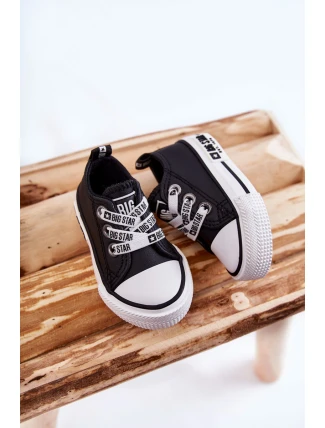 Dziecięce Skórzane Trampki BIG STAR KK374041 Czarno-Białe