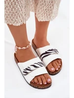 Klapki Damskie Z Rzepem Na Korkowej Platformie Białe Baylin