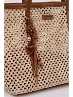 Pletená taška typu Shopper s přívěskem Béžová Noella