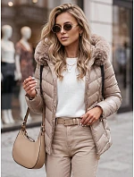 Dámska prešívaná zimná bunda s kapucňou MIRIAL béžová FashionStreet TY3770