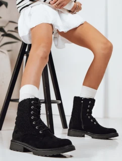 Dámske semišové šnurovacie čižmy čierne FashionStreet ZY1231