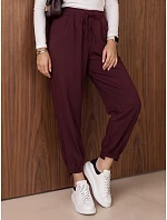 Dámske joggerové nohavice s gumou v páse, bordové, FashionStreet UY3153 Dámske joggerové nohavice s gumou v páse, bordové, FashionStreet UY3153