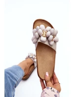 Klapki Damskie Z Ozdobami Szare Bunlia