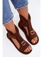 Dámské sandály s páskem čokoládové Coralya
