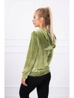 Velúrová mikina s kapucňou zelená