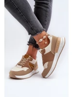 Sneakersy Damskie Z Eko Skóry Brązowe Vinelli