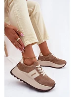 Dámské tenisky na platformě z přírodního semiše tmavě béžové Rosinae