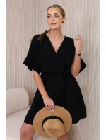 Mušelínové šaty s čiernym pásom