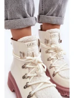 Lakierowane Skórzane Botki Trapery Damskie GOE MM2N4083 Białe