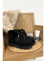 Śniegowce Damskie Z Naturalnego Zamszu D.Franklin DFSH375006 Czarne