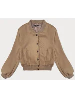 Tmavobéžová krátka dámska bunda bomber (234003) Tmavobéžová krátka dámska bunda bomber (234003)