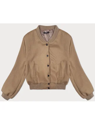 Tmavobéžová krátka dámska bunda bomber (234003) Tmavobéžová krátka dámska bunda bomber (234003)
