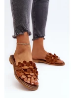 Zazoo 40381 Dámske kožené žabky s plochou podrážkou Brown Zazoo 40381 Dámske kožené žabky s plochou podrážkou Brown