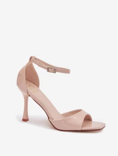 Lakované sandály na jehlovém podpatku béžové Revella