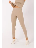 M734 Rebrované pletené legíny - béžové