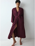 Dámsky župan Amourette Jacquard Long Robe Claret bordó – TRIUMPH Dámsky župan Amourette Jacquard Long Robe Claret bordó – TRIUMPH