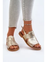 Zazoo 40385 Damskie Skórzane Sandały Złote Zazoo 40385 Damskie Skórzane Sandały Złote