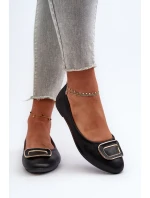 Baleriny Z Ozdobą Eko Skórzane Czarne Enicoria