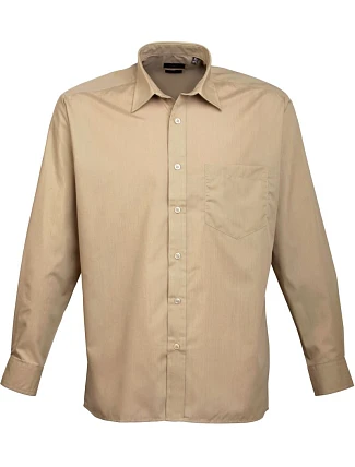 Premier PR 200 Popelínová košeľa s dlhým rukávom 39.0200 khaki Premier PR 200 Popelínová košeľa s dlhým rukávom 39.0200 khaki