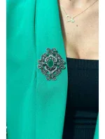 Brošňa XZ459-107 strieborná + zelená