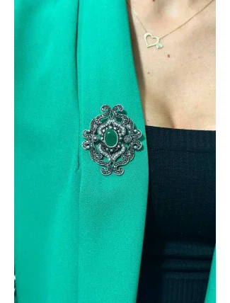 Brošňa XZ459-107 strieborná + zelená