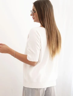 Dámsky viskózový sveter s krátkymi rukávmi ecru